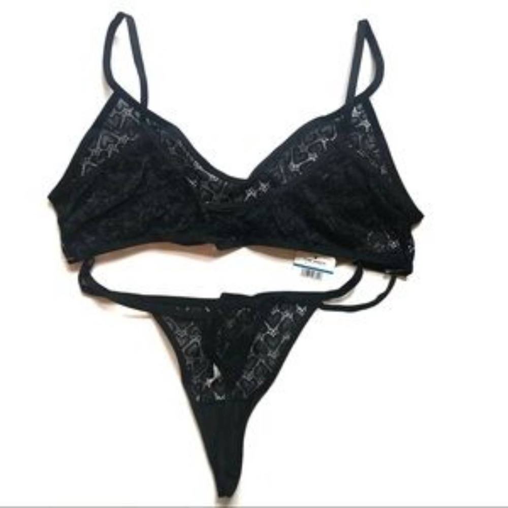 Free People Kelly Heart Lace Bra & Thong Set Size XL NEW - Picture 8 of 11